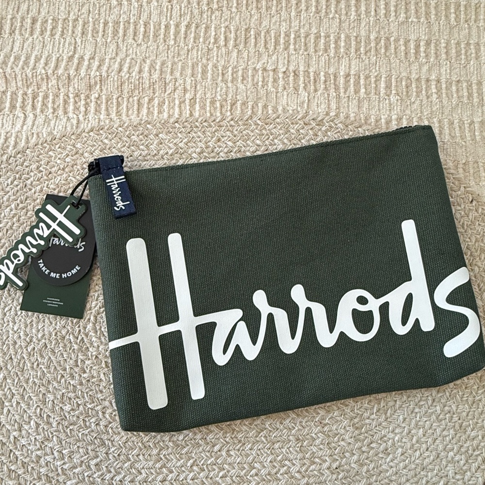 NWT Harrods Olive Green Pouch Bag